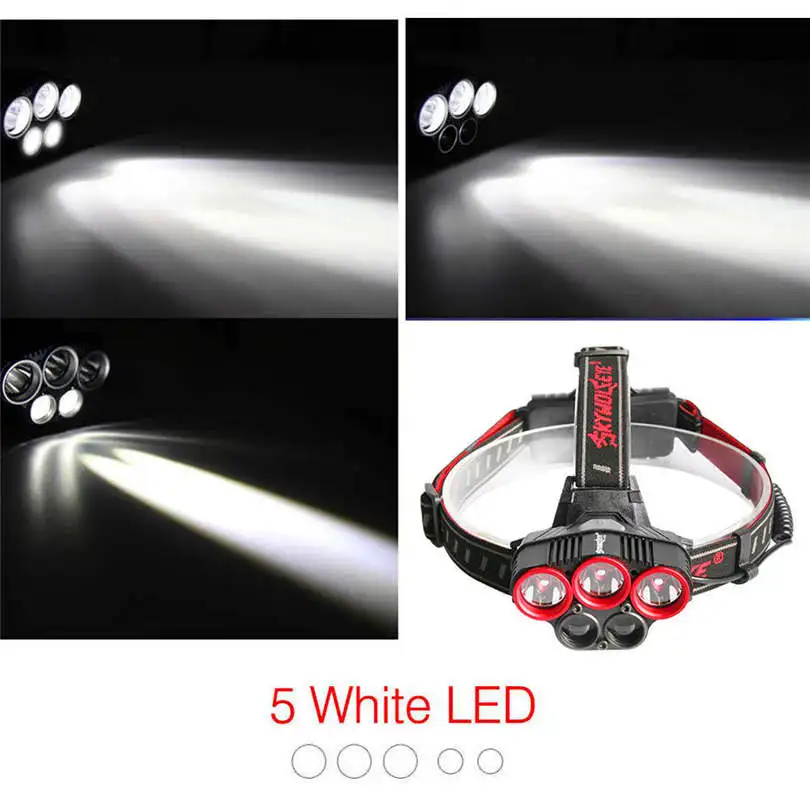 5X XM-L T6 LED USB Headlamp USB Rechargeable Torch Lamp Light powerful led flashlight Head Torch,use 18650 battery #4S19 (2)