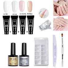 Полигелевый набор для ногтей DIY поли гель 15 мл прочный 100 шт накладные ногти клип удаление омертвевшей кожи Paznokci kгуб набор кистей для ногтей#0,7