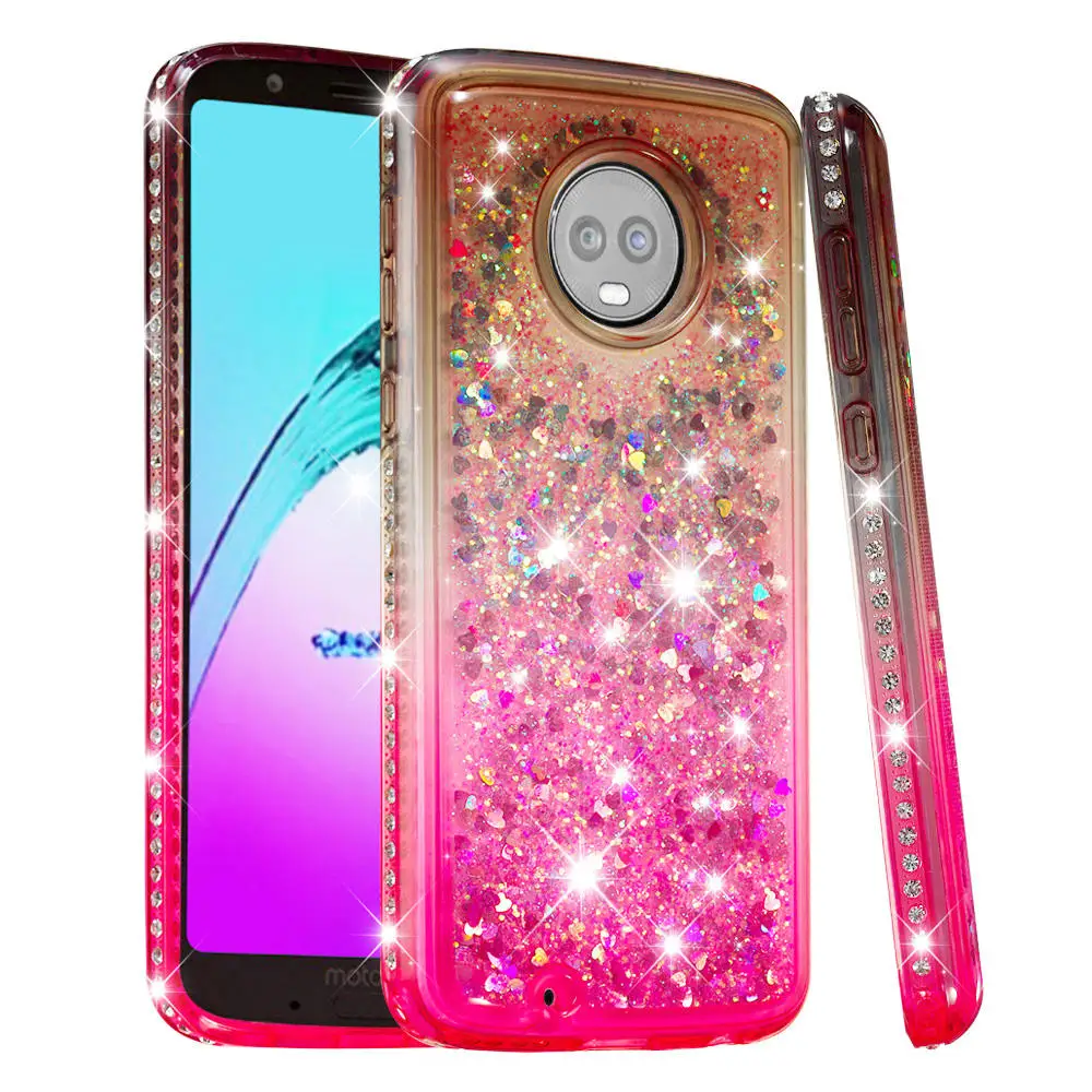 30pcs for Motorola Moto G6 2018 Plus E5 E5Play Bling Liquid Sand Diamond Gradient TPU Phone Case Quicksand Cover Shell | Мобильные