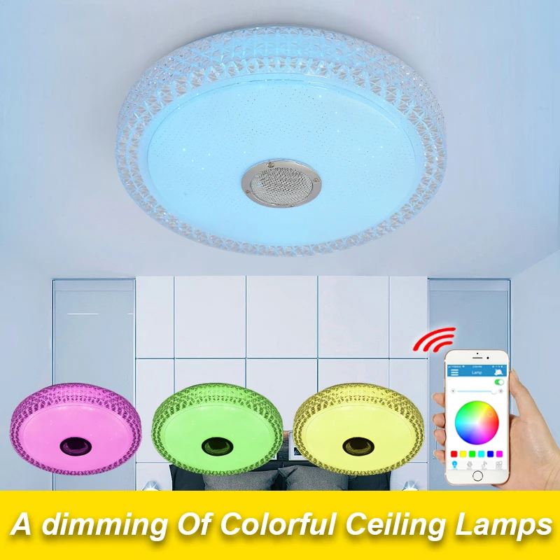 Ceiling Rgb Dimming Led With Phone Remote Control Smart Round Flush Mount For Lampara De Techo Abajur Avize Modern Light | Лампы и