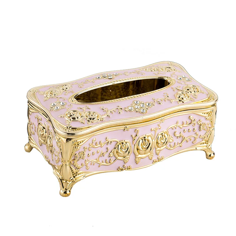 Европейский стиль Высококачественная Алмазная коробка для салфеток Бытовая перекачивающая бумага салфетки кухонная салфетка держатель Servilletero - Цвет: Golden pink
