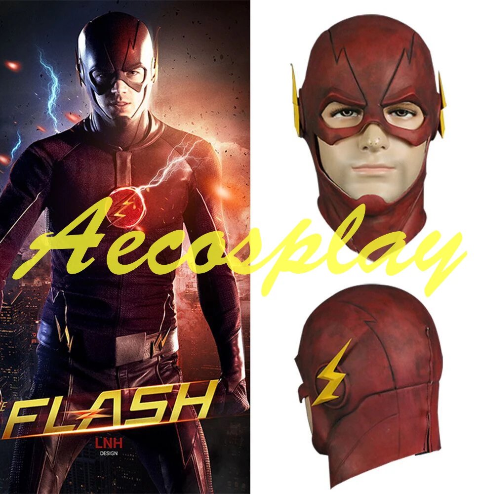 The Flash Mask DC Movie Cosplay Costume Prop Halloween Purim Full Head Latex
