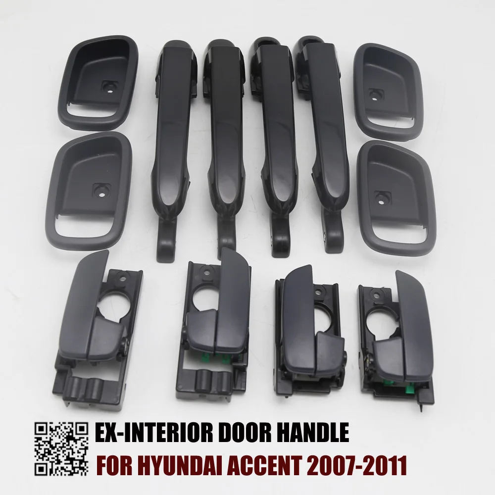 

8PCS BLACK BOTH EXTERIOR INTERIOR WITH CASE DOOR HANDLE FOR HYUNDAI ACCENT 2007-2011 RL:83650-1E000 RR:83660-1E000 FL:82650-1E0