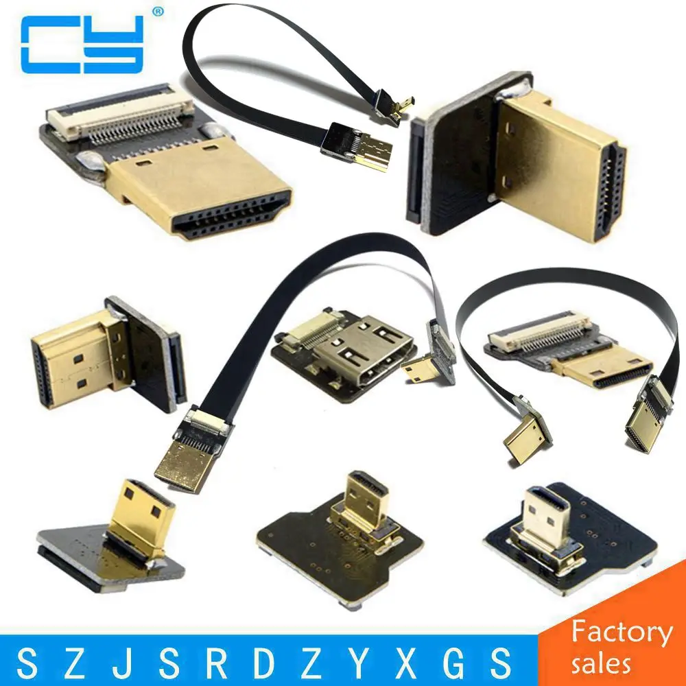 FPV Micro HD-compatible Mini HD 90 degree Adapter FPC Ribbon Flat HD Cable Pitch 20pin for Multicopter Aerial Photography