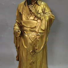 1" Фиолетовый Бронзовый 24 К Золото находчивость вдохновителя Древних Чжу geliang Статуя