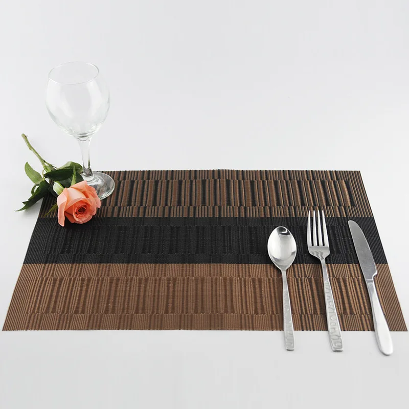 Top PVC Placemat for Table Mat Pad Drink Wine Coasters Bamboo Placemats