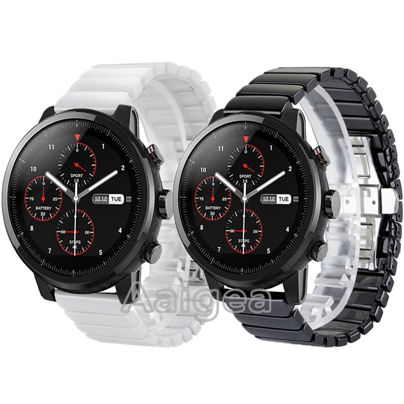 

Hot Ceramic Band Strap Butterfly Buckle for Huami Amazfit Strato Sports Watch 2 Replacement watchband for amazfit sports watch