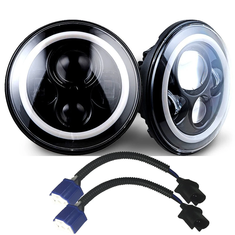 For Wrangler 7 Inch Led Headlight White DRL Amber Turn Signal With White Halo Light For Jeep Lada 4X4