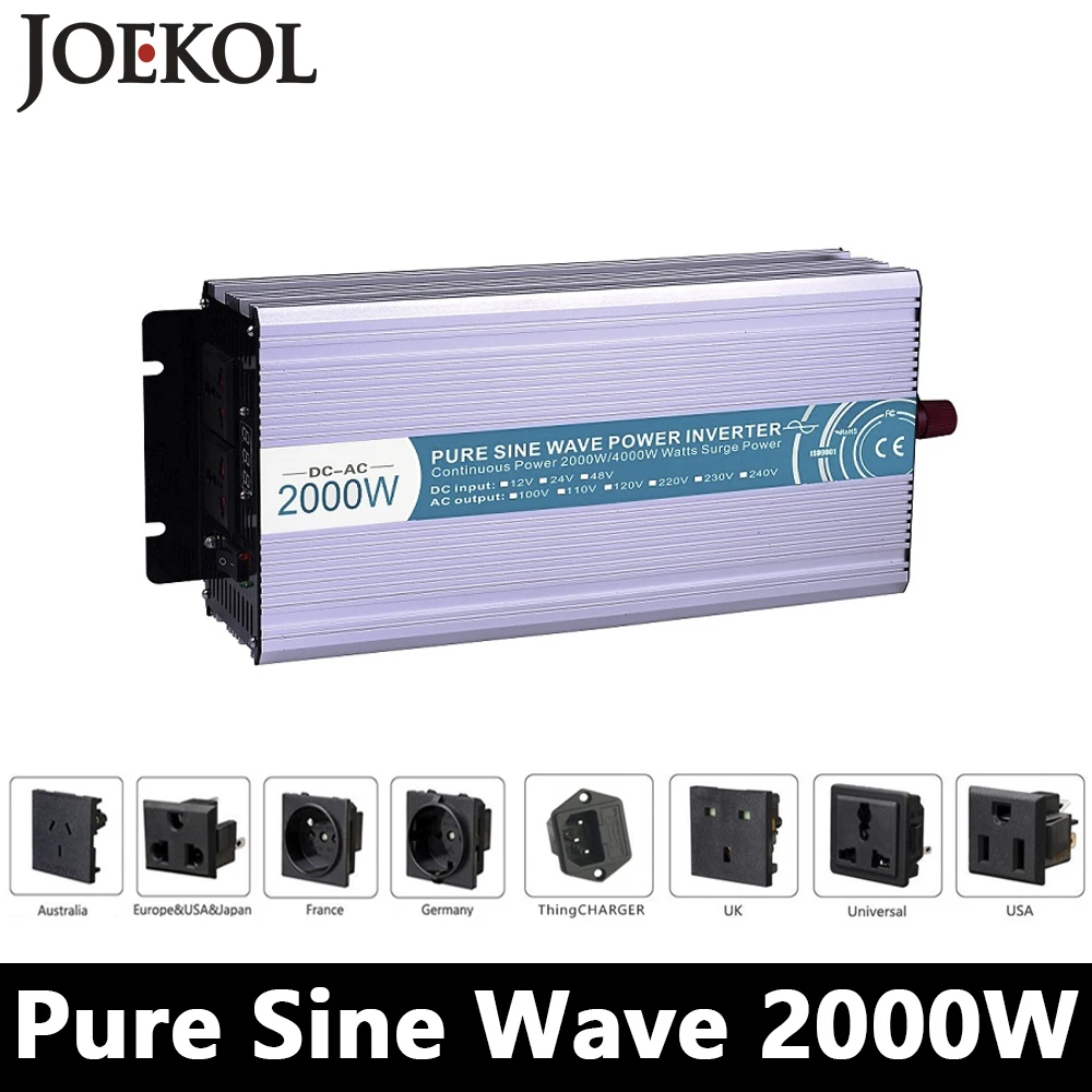 2000W Pure Sine Wave Inverter,DC 12V/24V/48V To AC 110V/220V,off Grid Power Inverter Work With Solar Wind Battery Panel 2000W Pure Sine Wave Inverter,DC 12V/24V/48V To AC 110V/220V,off Grid Power Inverter Work With Solar Wind Battery Panel