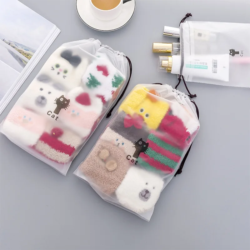 

Transparent Cute Animal Cat Cosmetic Bag Travel Makeup Case Drawstring Make Up Organizer Storage Pouch Toiletry Women Wash Kit