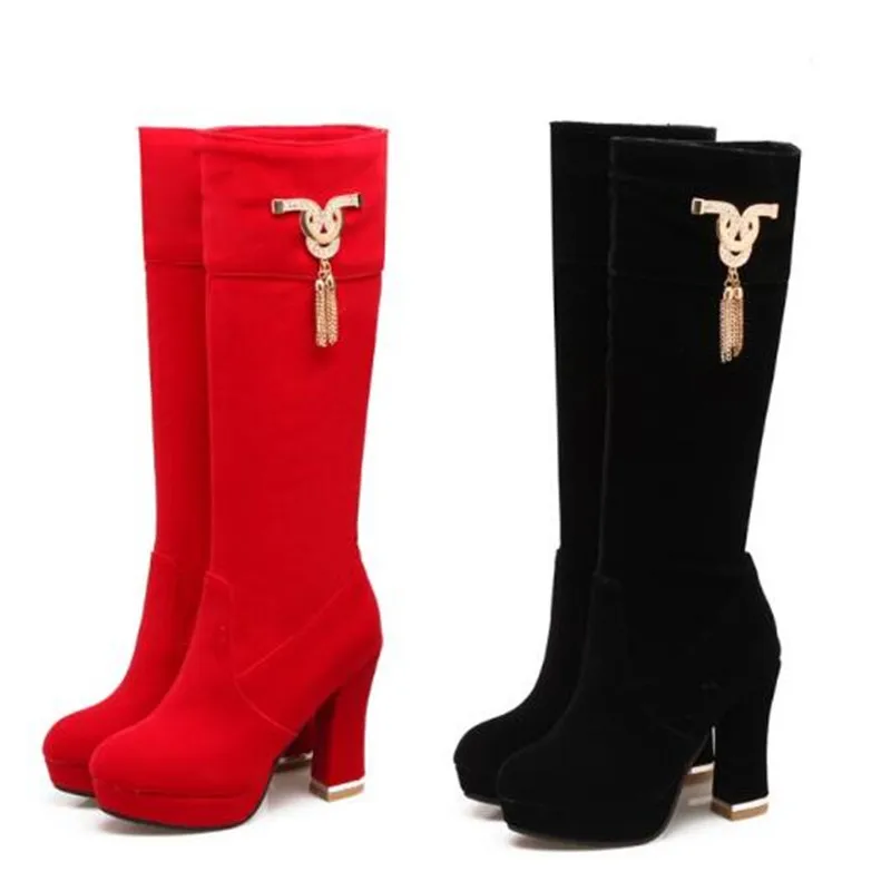 Women Boots Autumn and winter New style fashion High-heeled Cashmere boots Thin and thin sexy High Boots plus size 34-48