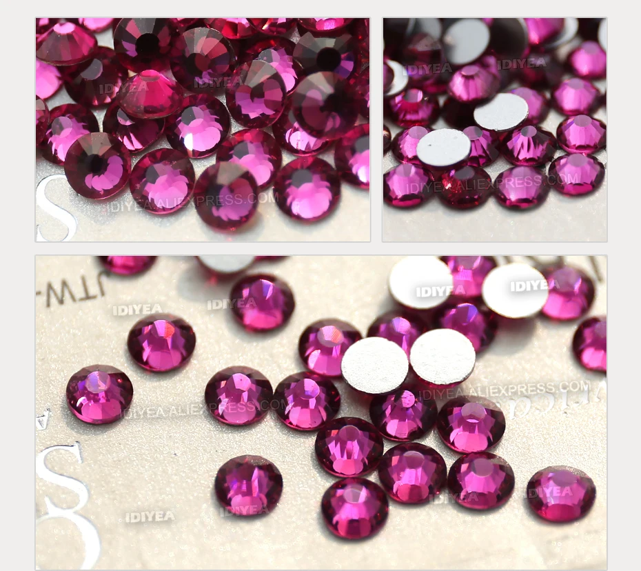 Rose Fuchsia Pink Champagne ss3-ss30 nail rhinestones flat back Non Hot Fix crystal strass diamond glitter stone for DIY garment