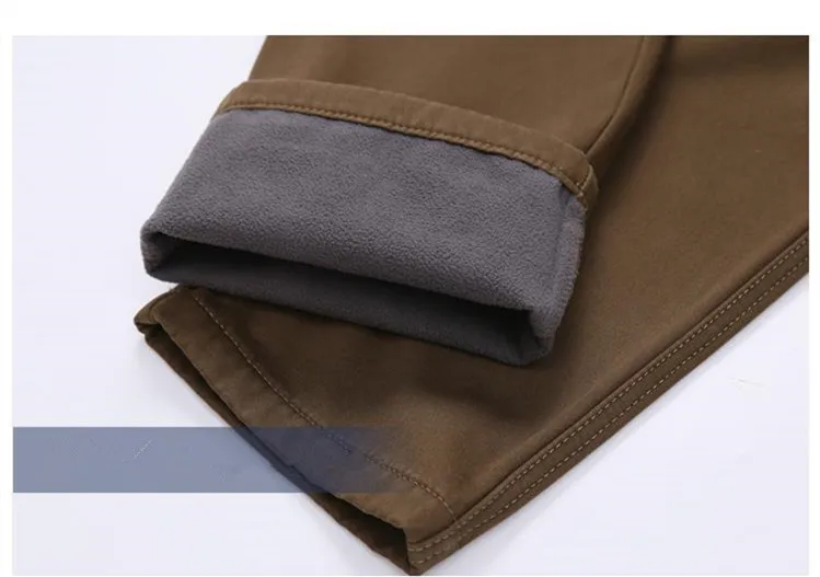 2019 Fleece Warm Winter Cargo Pants Men Casual Loose Multi-pocket Men's Clothes Military Army Green Khaki Pants 237
