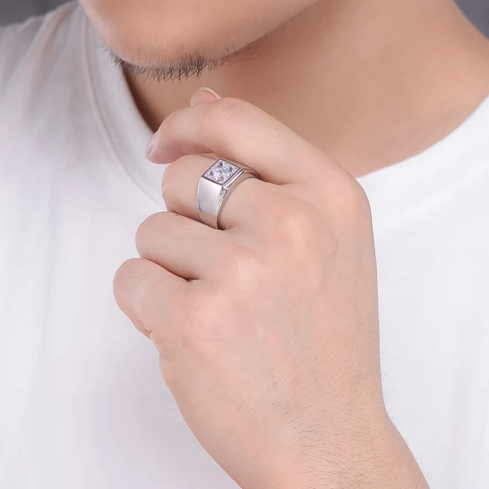 Твердые S925 Серебряное кольцо для мужчин обручальное кольцо фианит Жених ювелирные изделия подарок для мужа father's day дропшиппинг Сделано в Китае