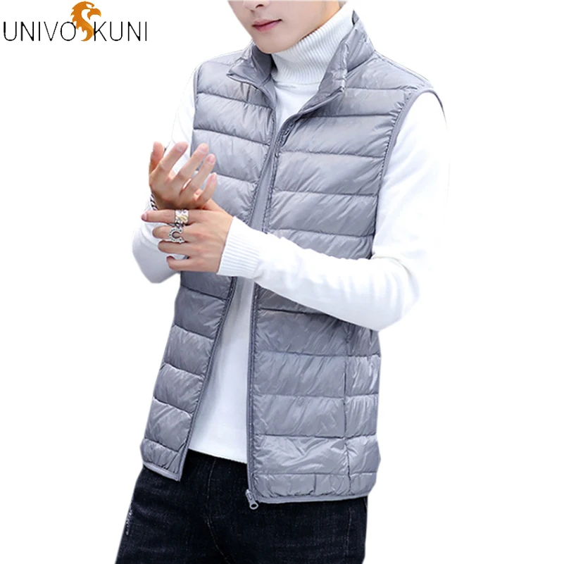 

UNIVOS KUNI Winter Men's Sleeveless Top Solid Color Striped Male long sleeve Waterproof Hooded Zipper Windproof Vest Coat Q5231