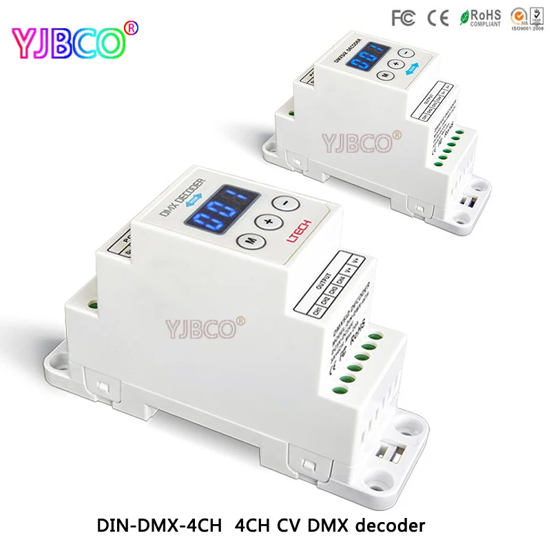 

LTECH led comtroller DIN-DMX-4CH;4CH CV DMX Decoder;DC5-24V input;4A*4CH output for led light
