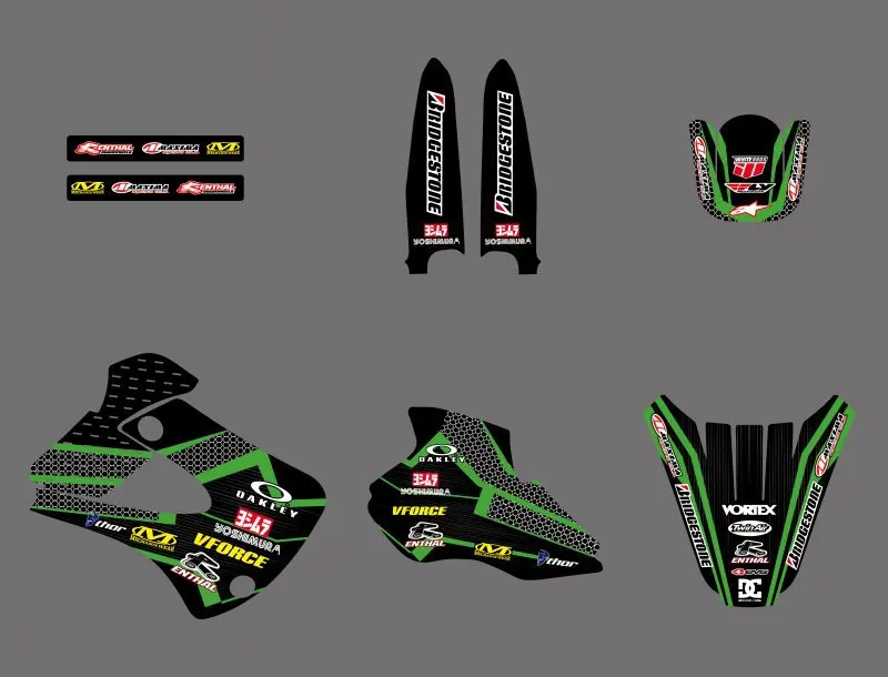 Графика и фоны для Кавасаки KX80 KX100 KX 80 100 1998 1999 2000 Мотокросс питбайк|team graphics|decal