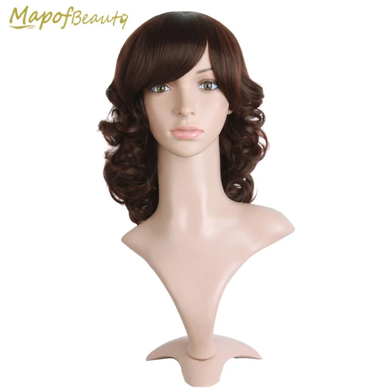 MapofBeauty 14 &quotКороткие вьющиеся черные коричневые золотые синие белые жаропрочные