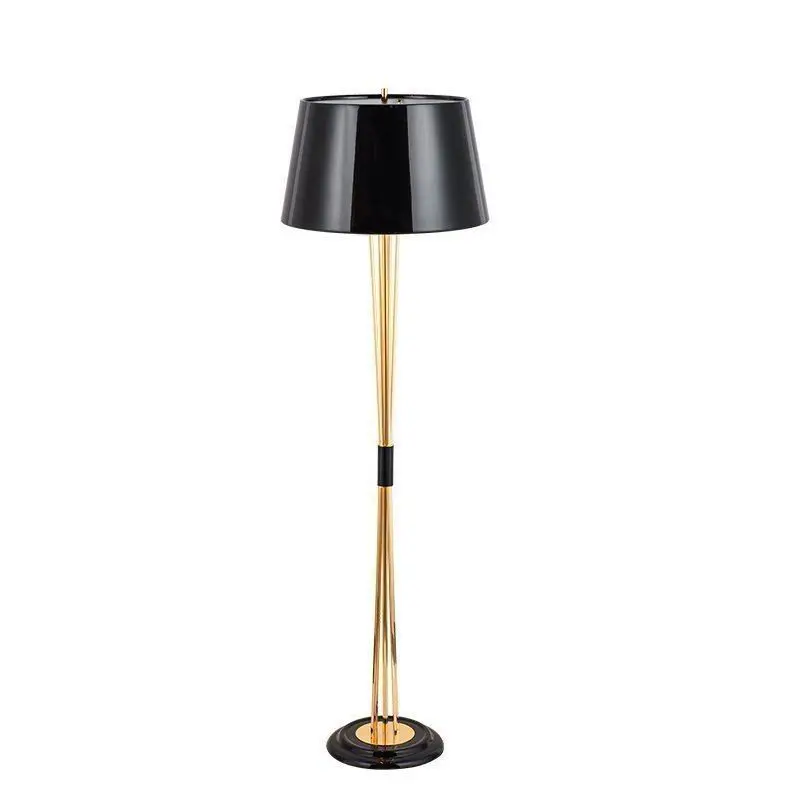 

Post-modern luxurious black white shade gold metal lamp body floor lamp Living room bedroom coffee shop soft decoration lighting