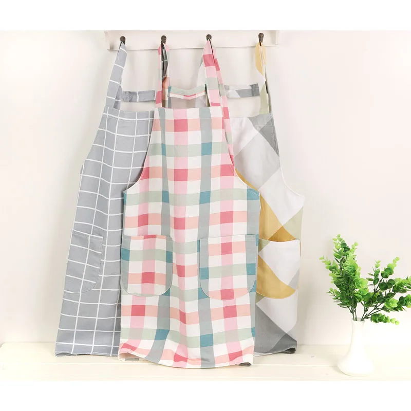Lady Women Men Cotton Linen Apron Oil-proof Cooking Baking Kitchen Adult Fashion Sleeveless Aprons Nordic Style Kitchen Utensils (1)