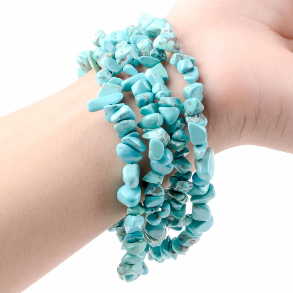 

Wholesale Chips Beads 8-12mm Natural Blue Turquoises Gravel Beads For Jewelry Making 33inch Irregular Stone Beads Diy Jewellery