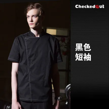 SUMMER new arrival high quality washable short-sleeve thin white chef uniform work wear - Цвет: black