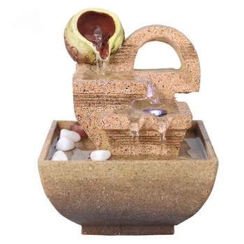 Resin decorative indoor desktop figurines fengshui water fountain humidification artificial stones craft