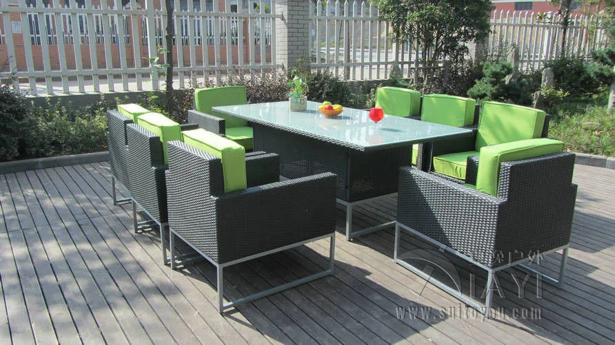 9 Pcs Synthetic Rattan Garden Dining Sets Cafe Balcony Chair Set