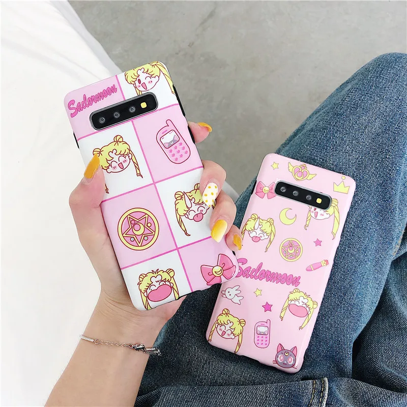 

HYSOWENDLY Cute Sailor moon Phone Case for Samsung Galaxy S10 Plus Girly Soft Silicone TPU Cover for Samsung S8 S9 Plus Note 8 9