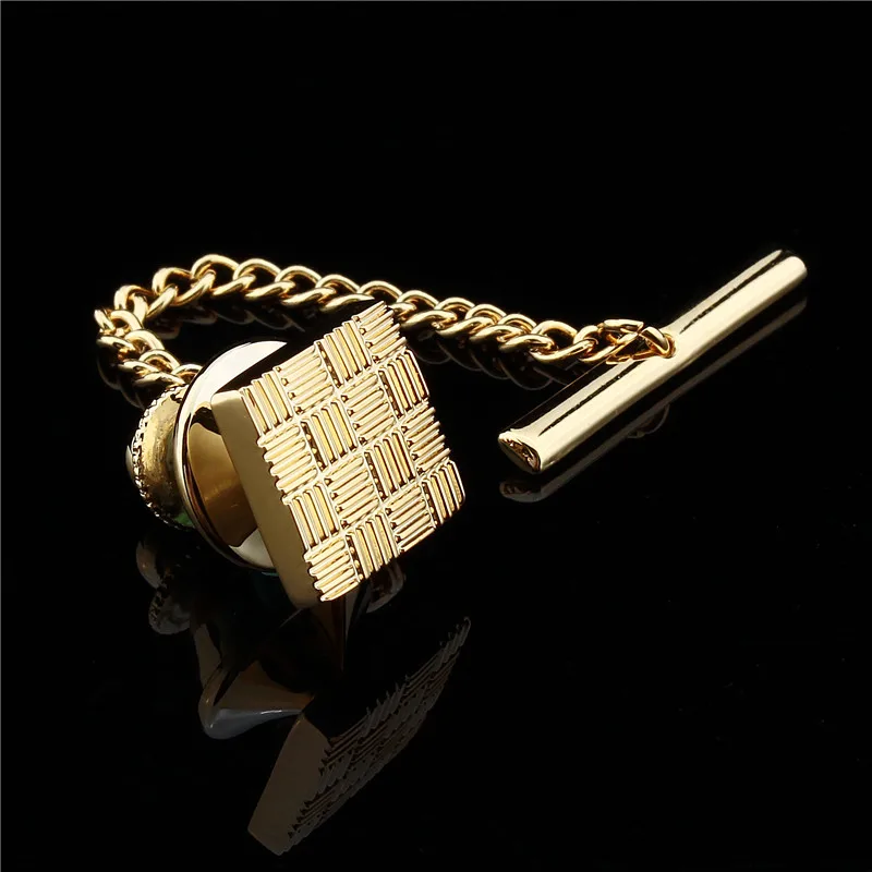 HAWSON классический металлический клатч с булавкой сзади галстук-булавка Золотой квадратный галстук с цепочкой - Окраска металла: Golden