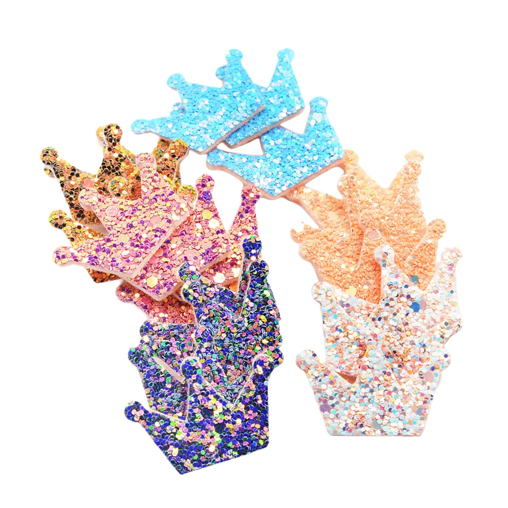 20x Mixed Felt Crown W Sequin Appliques Embellishment Craft For Card Making