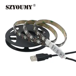 SZYOUMY 1 м USB Светодиодные ленты света 5 V 5050 SMD на черной плате IP65 Водонепроницаемый RGB гибкий ТВ фон гирлянда