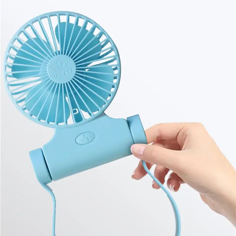 Mini Fan Handheld Mini Fan Mobile Power for Travel Camping 3 Speeds Handheld Mini Fan USB Powered for Home and Oudoor Color : Blue, Size : Free Size