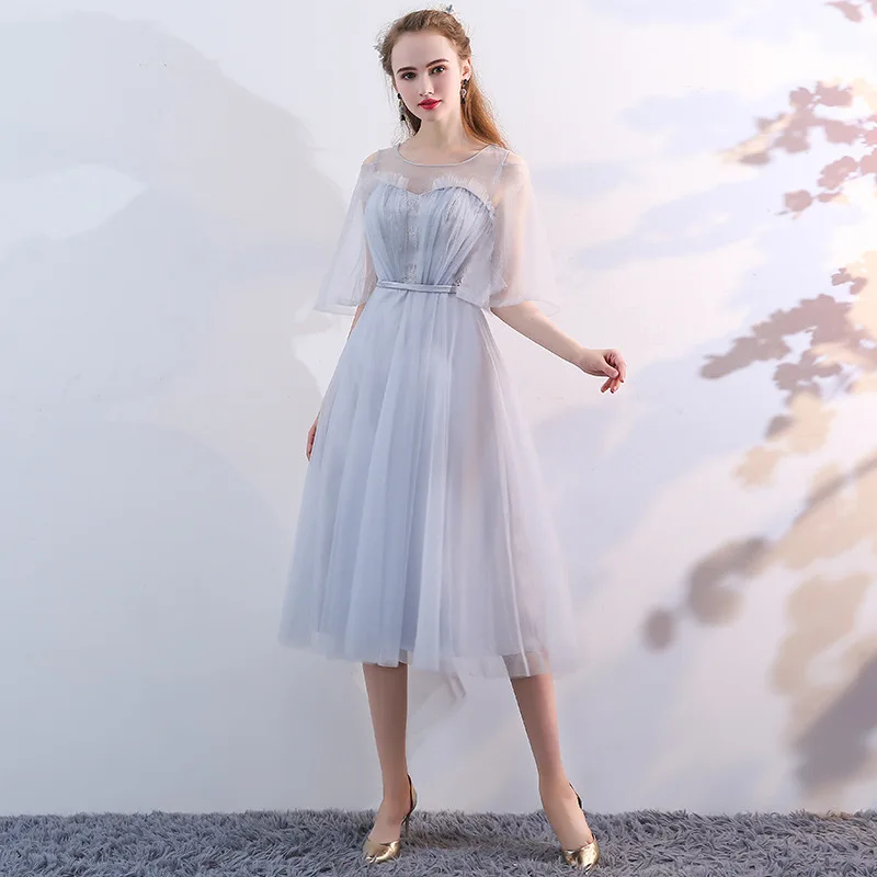 Popodion нарядные платья платье элегантный Для свадебной вечеринки серый сестры гостевой нарядное платье ROM80127