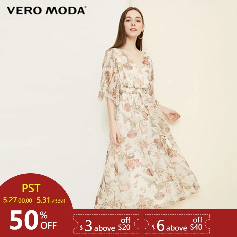 

Vero Moda summer printed lace up half sleeves summer dress |31826Z532