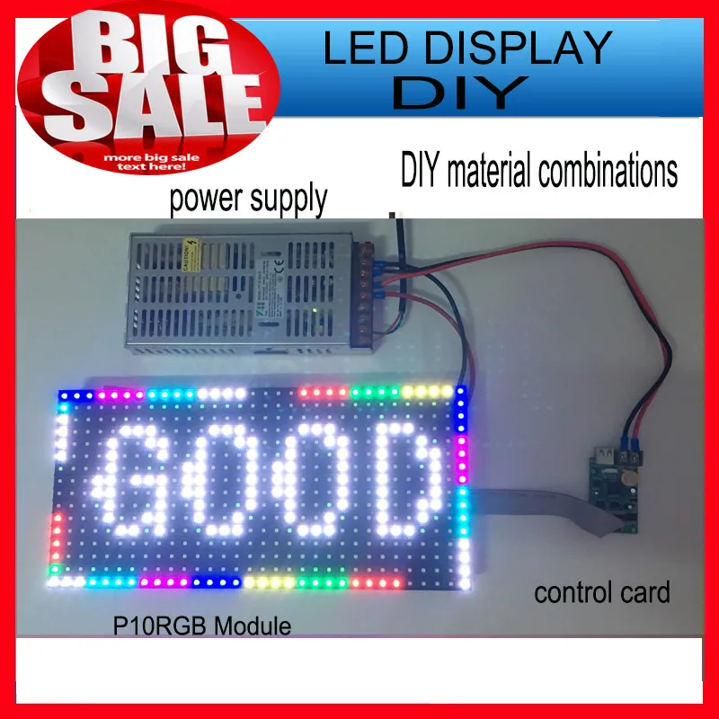 1 шт. SMD P10 модуль + 1 шт. RGB асинхронный карты + 1 шт. мощность/SMD открытый прокрутки полный светодиодный знак DIY комплекты