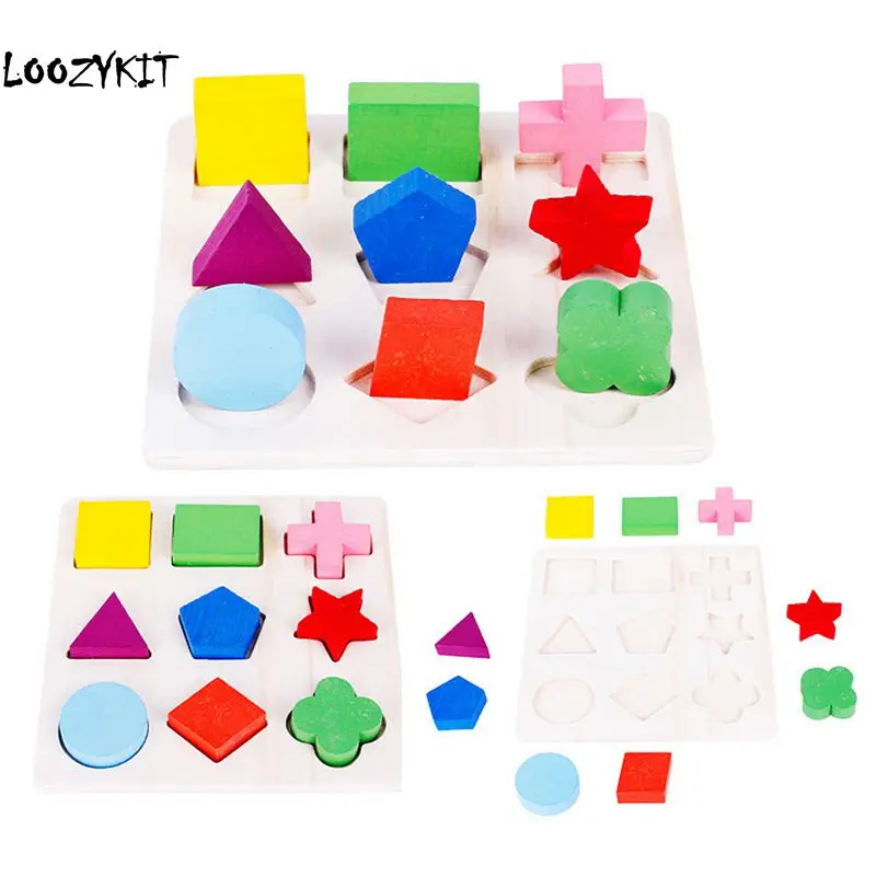 Loozykit Дети 3D головоломки деревянные игрушки красочные геометрические формы