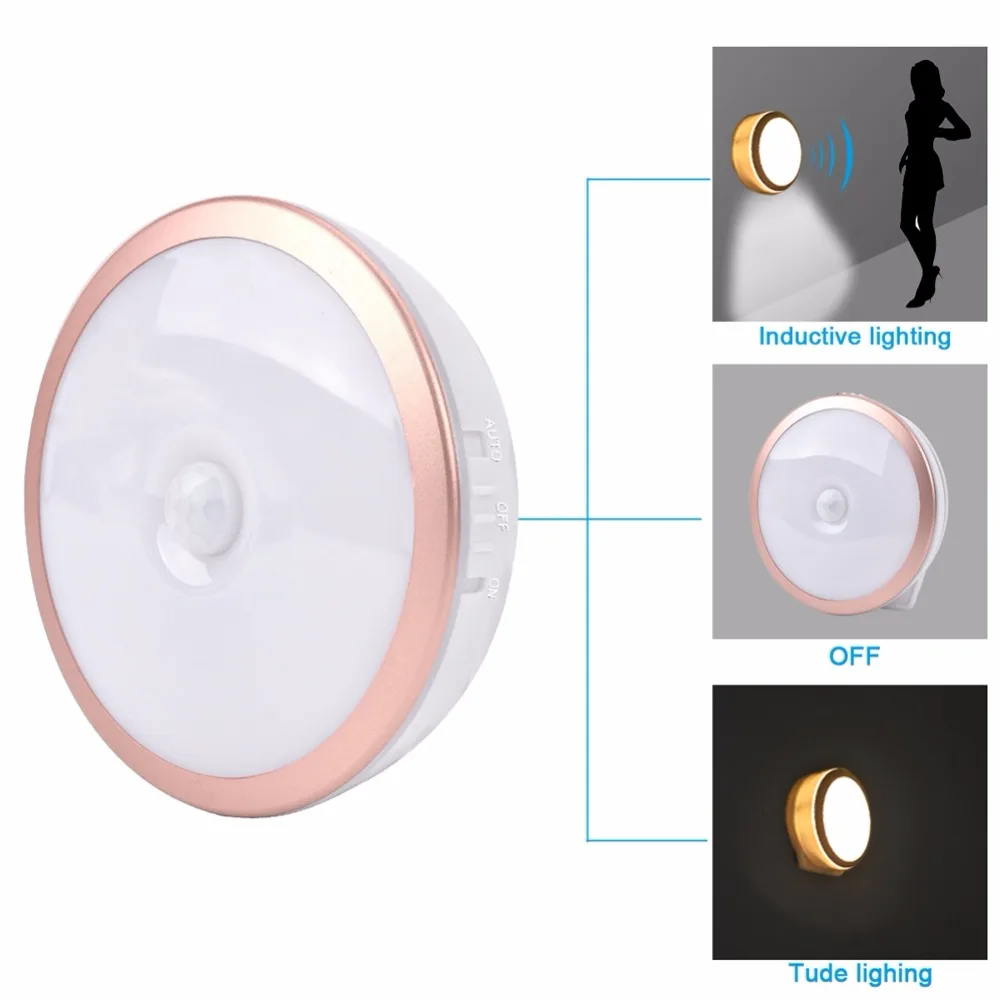 2PCS Warm White Motion Sensor lights Long Life LED Night Light USB