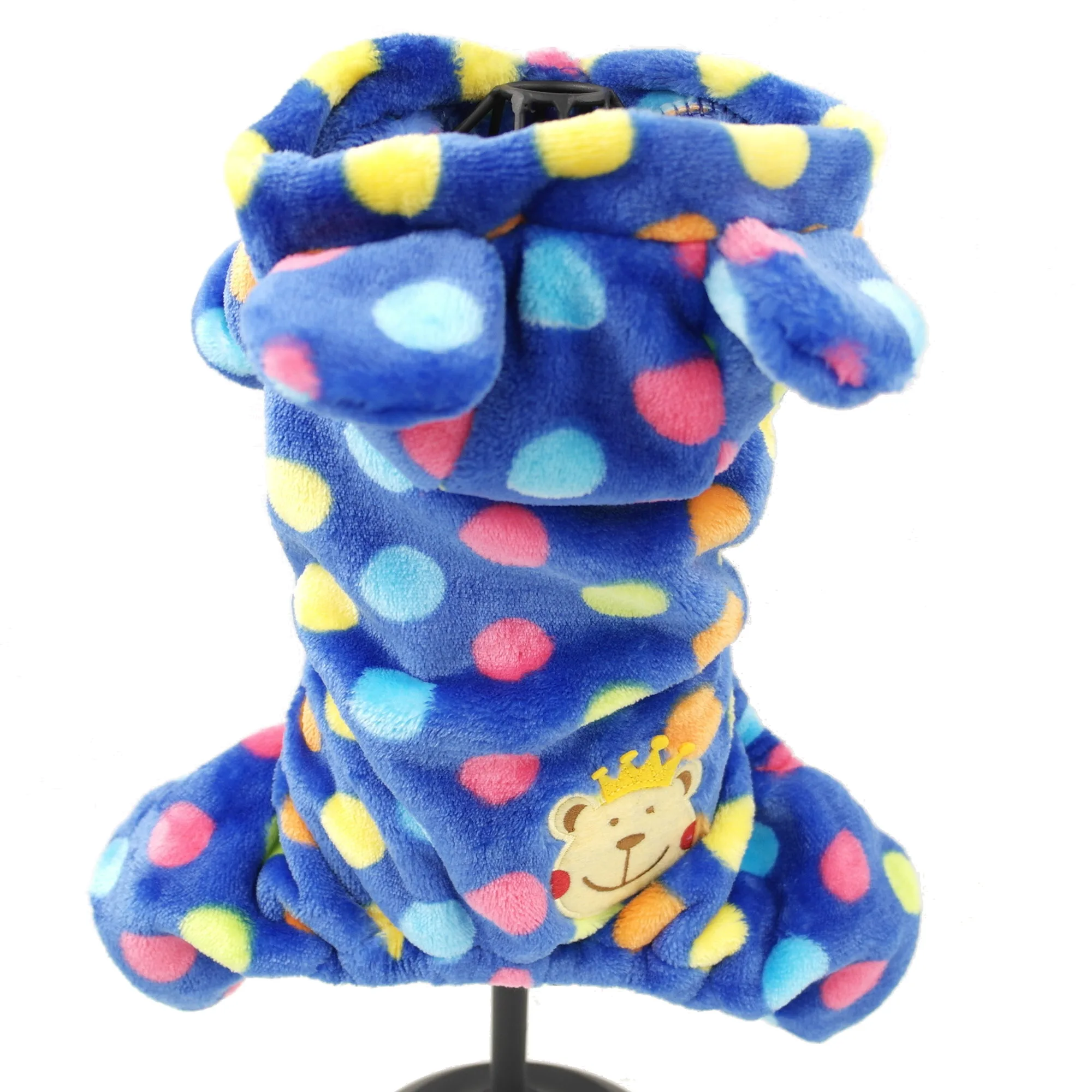 

NEW Pet Clothes Rainbow Dots Cartoon Soft Jumpsuit for Small Pet Hood 2 Color XXS XS S M L