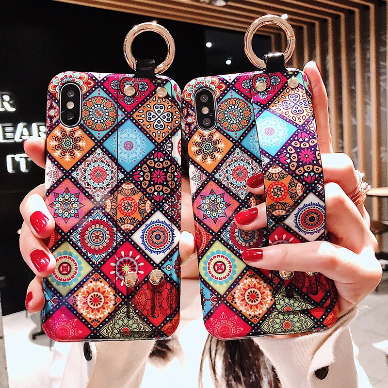 Чехол для телефона в стиле ретро iphone XS Max X XR 6 S 7 8 Plus роскошный ремешок на запястье