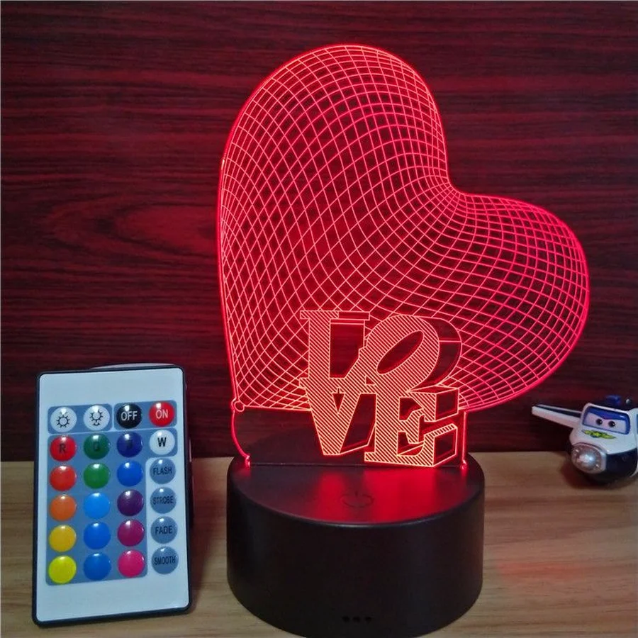Сердце любовь подарок на день Святого Валентина Декор для спальни 3D ночник USB touch красочная маленькая настольная лампа светодиодный ночник Подарки на день рождения