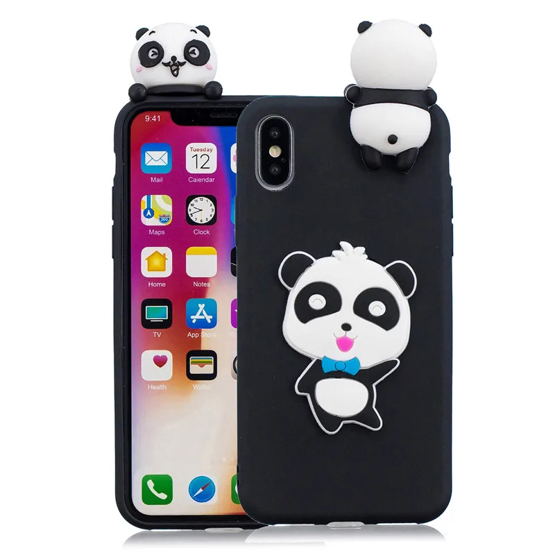 3D Милый Панда Единорог кактус силиконовый чехол для телефона для Funda iPhone 11 Pro XS Max X XR 6 6S 7 8 Plus 5 5S SE чехол для женщин и детей