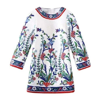

Roimyal Wholesale free shipping 2019 Spring new girls elegant long-sleeve printed Dress Europen and American style kids clothes