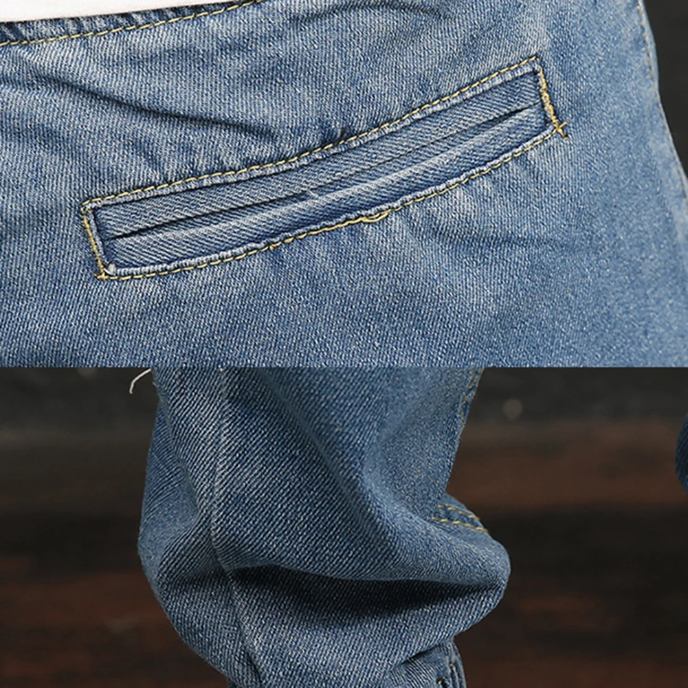 Plus Size Fashion Casual Comfy Men Jogger Stretch Drawstring Elastic Waist Fit Denim Long Pants Jeans 5