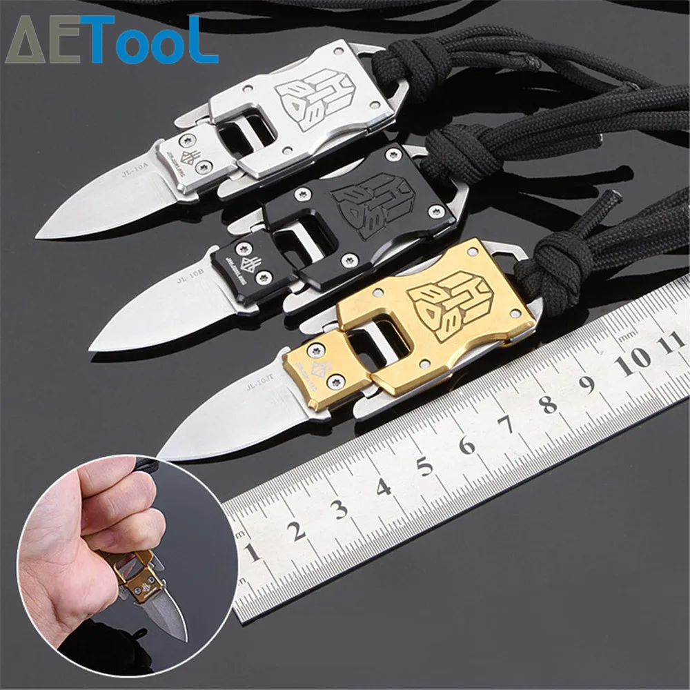 

AETool Transformers Mini Pocket Knife Multifunction Paratroopers Pope Camping Survival Folding Knives Portable EDC Keychain Tool