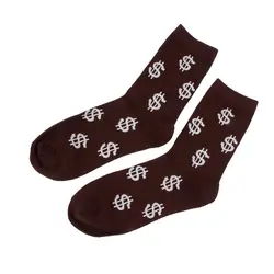Модные мужские носки символ доллара с принтом дышащие впитывающие пот анти-скольжение Мужские Средние Длинные носки весна осень партия