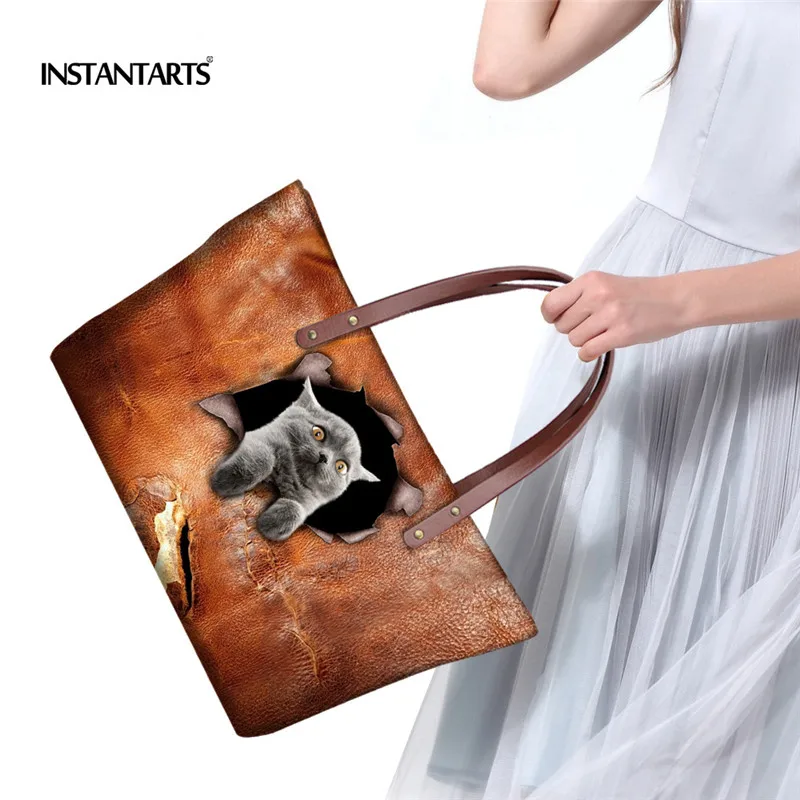 Instantarts أكياس عارضة النساء أعلى مقبض مضحك الحيوان القط حقائب للسيدات العلامة التجارية الشهيرة الفاخرة الإناث كبيرة المراهنات حقيبة Instantarts أكياس عارضة النساء أعلى مقبض مضحك الحيوان القط حقائب للسيدات العلامة التجارية الشهيرة الفاخرة الإناث كبيرة المراهنات حقيبة