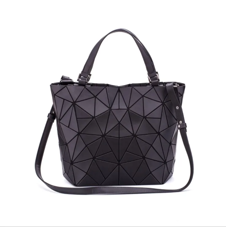 MAGICYZ женские сумки из лазерной кожи женская сумка-мессенджер с геометрическим бриллиантом стеганая простая сумка на плечо дизайнерские женские сумки - Цвет: Черный