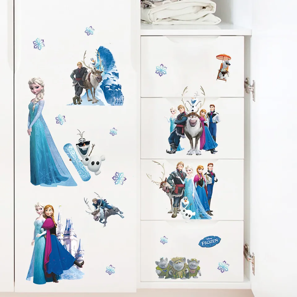 

Princess Elsa Wall Decor Stickers For Kids Room Girls Bedroom Self Adhesive Vinyl Furniture Fridge Decal Removable Mural Poster