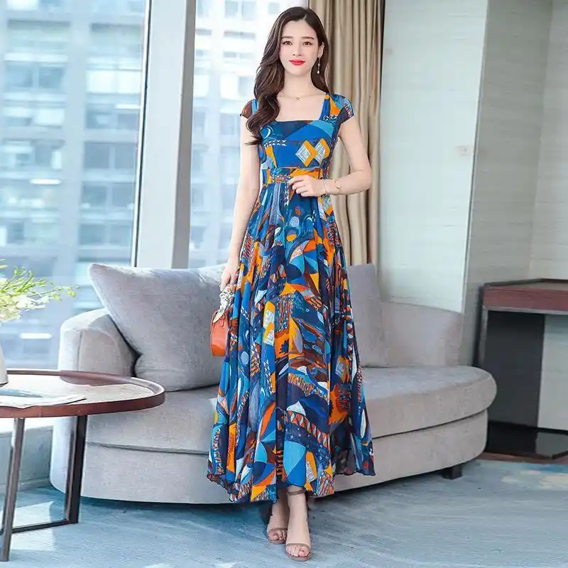 floral print chiffon maxi dress
